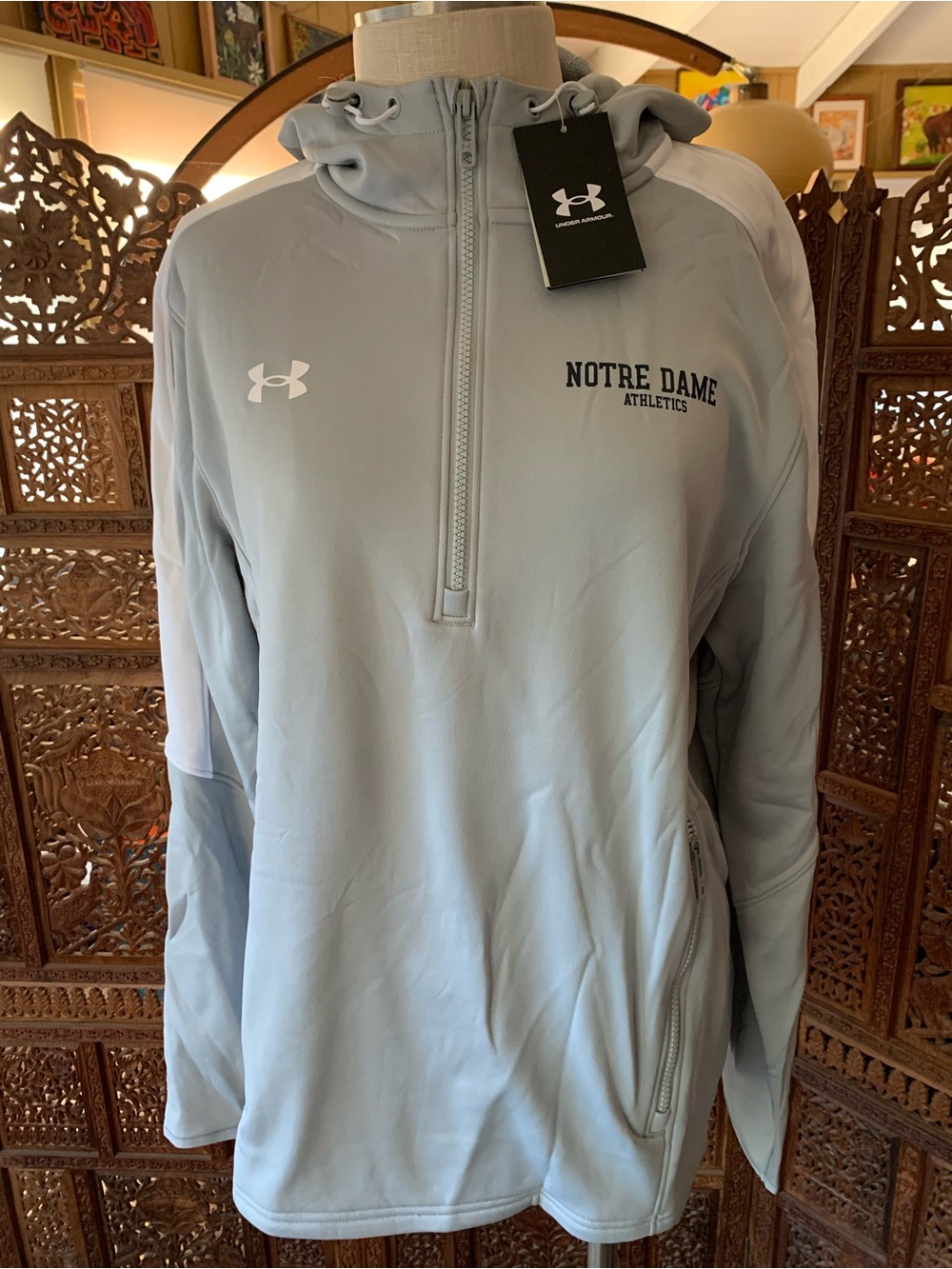Under Armour Notre Dame Athletics Light Gray Half-Zip Pullover